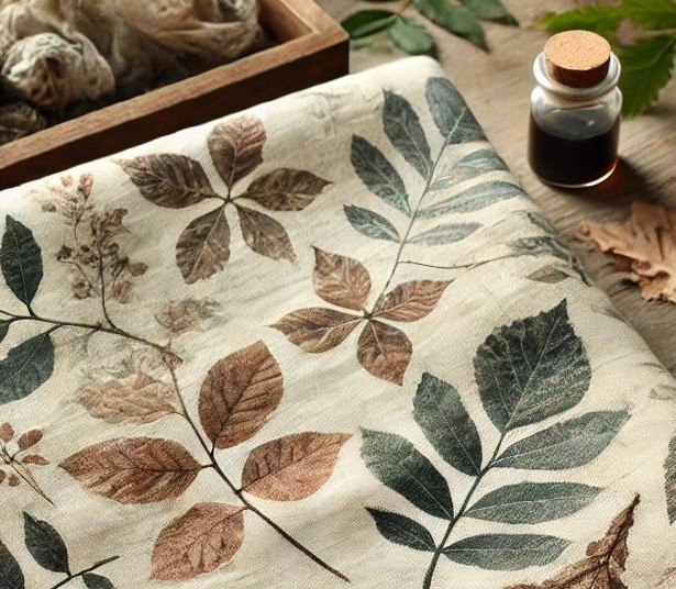 Kain ecoprint Usimodist dengan motif daun alami